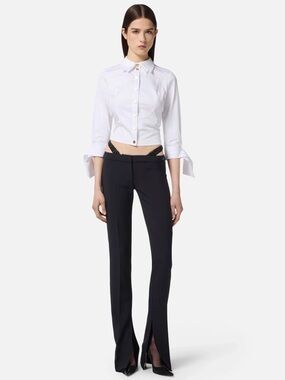 Elisabetta Franchi Low Rise Black Split-Hem Trousers